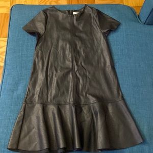 Girls Black Faux Leather Dress